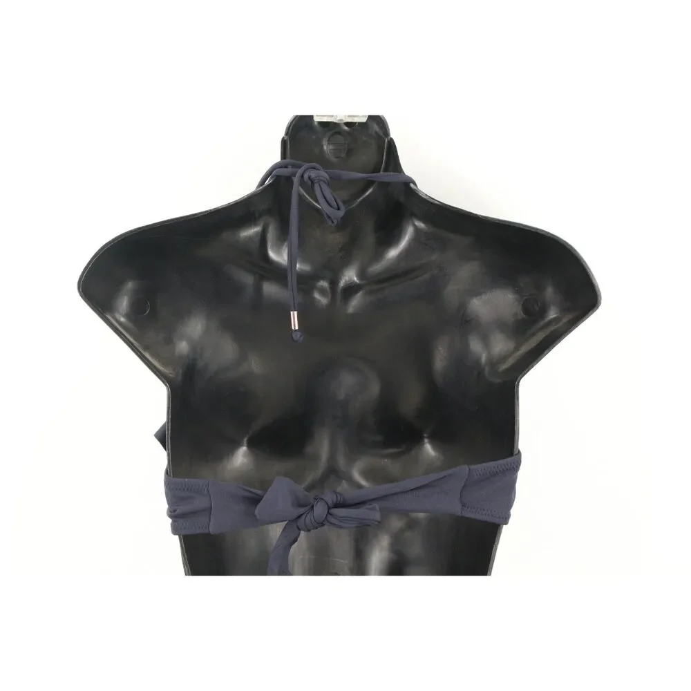 Eberjey Womens So Solid Pearl Bikini Top in Moonlit Size Small Ruffle Padded Tie